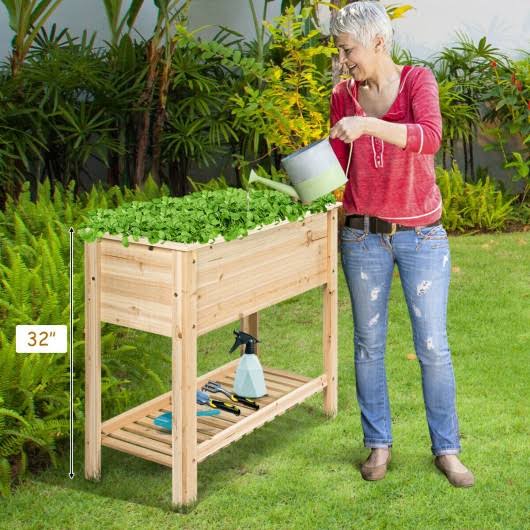 Raised Garden Bed with Storage Shelf Q712