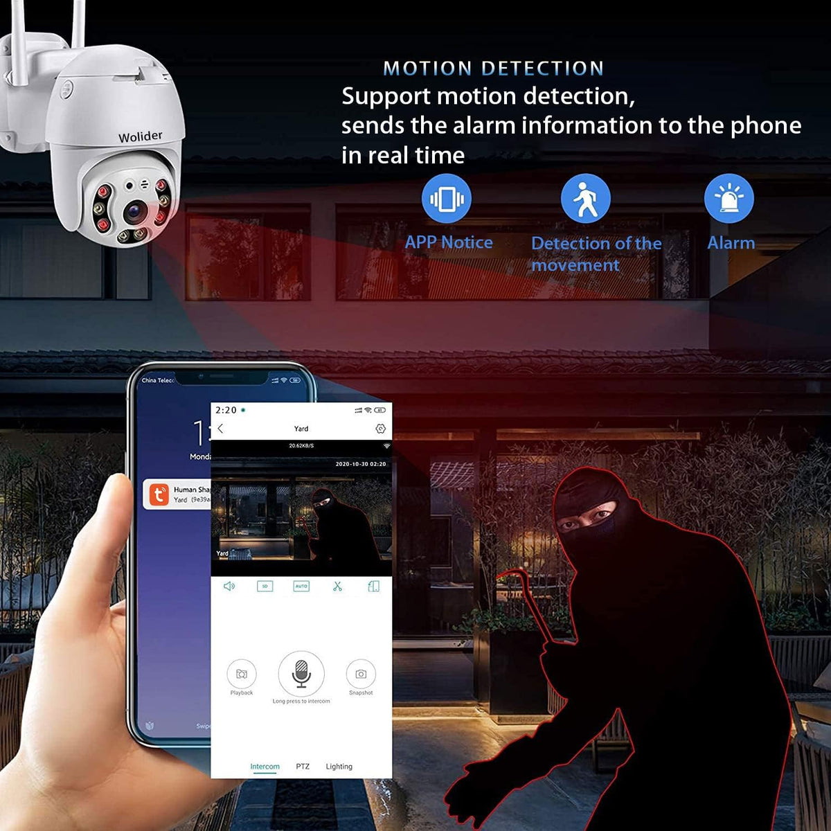 Outdoor WiFi Security Camera 2K 3MP with Motion Detection, Auto Tracking, 2-Way Audio, Color Night Vision, Weatherproof X8715