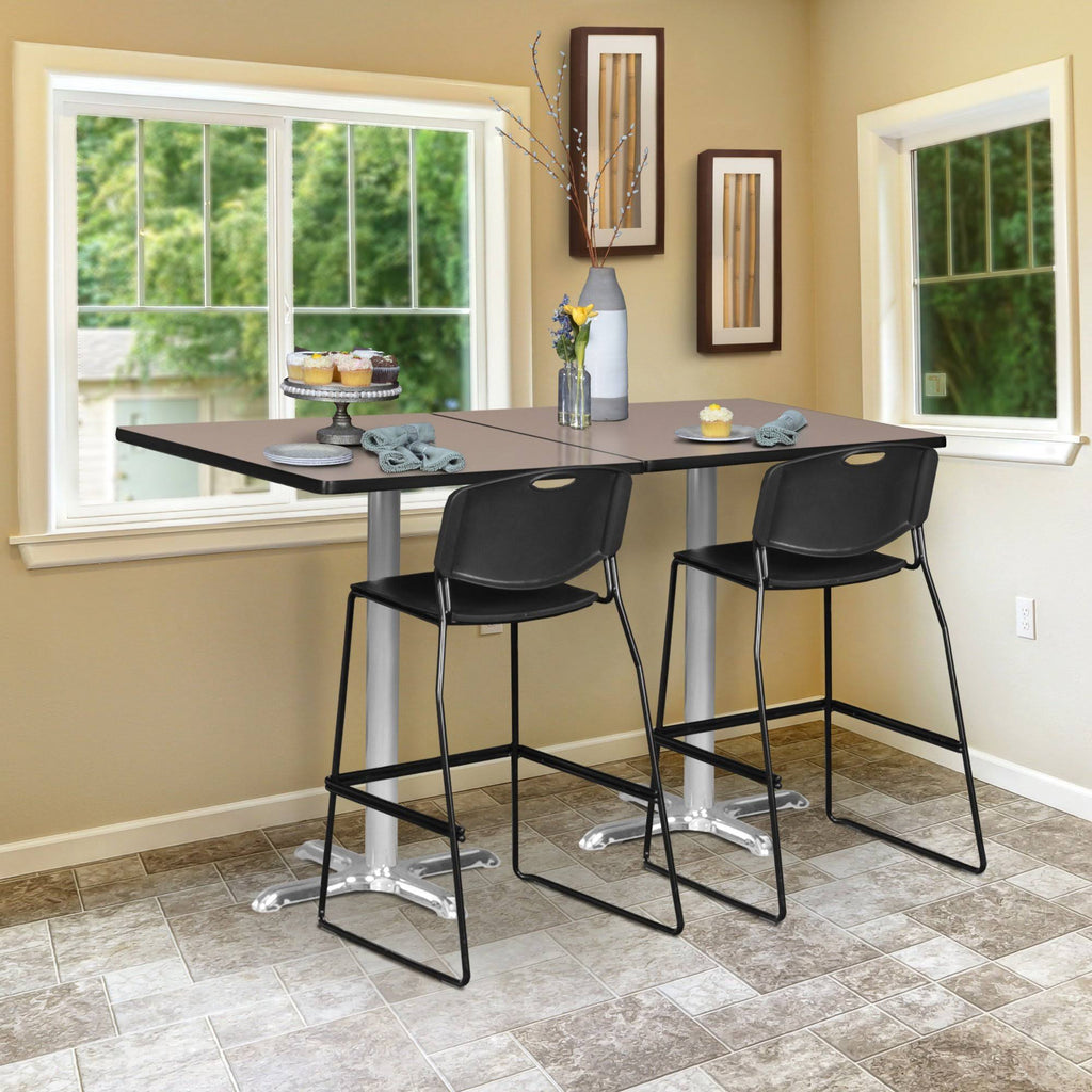 Mahogany Grey Square X-Base Table H9450