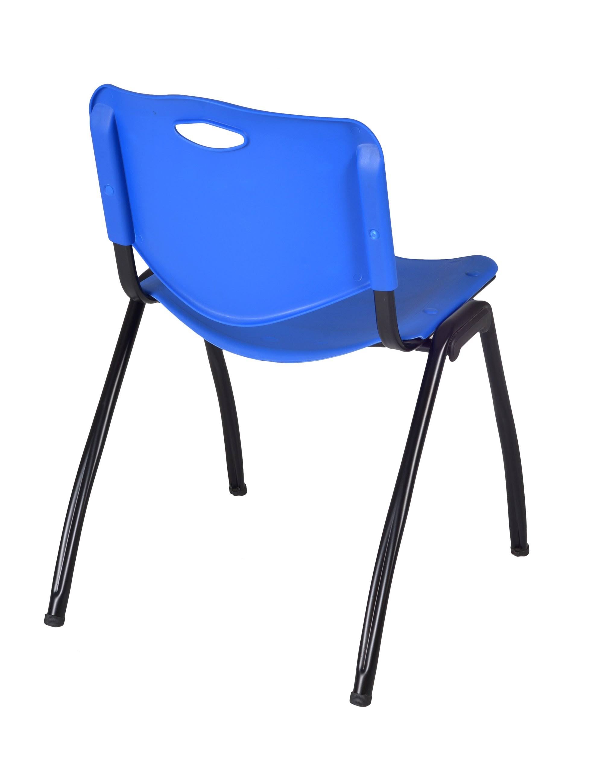 Grey Square Breakroom Table & 4 Blue Stack Chairs O656