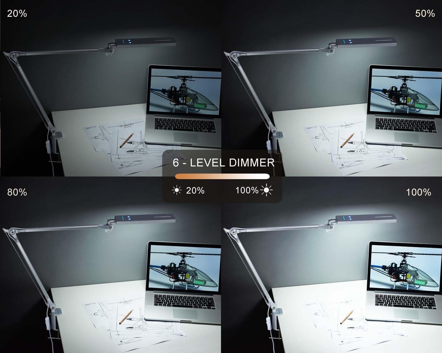 Silver Metal Swing Arm Desk Lamp with Clamp H967755