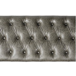 Gray Green Button Tufted Faux Leather Storage Bench F288310