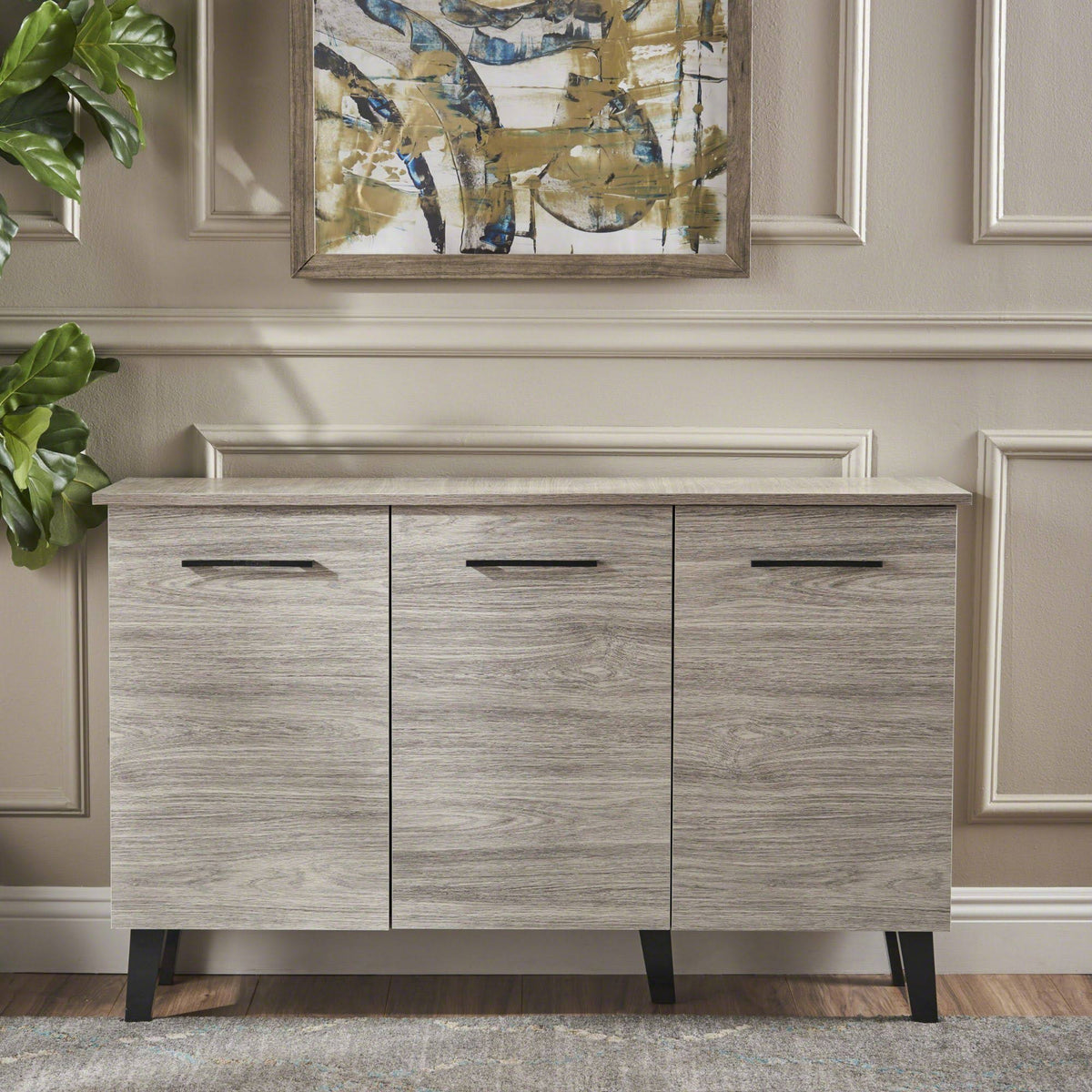 Charcoal Gray and Black Contemporary Rectangular Cabinet H74316