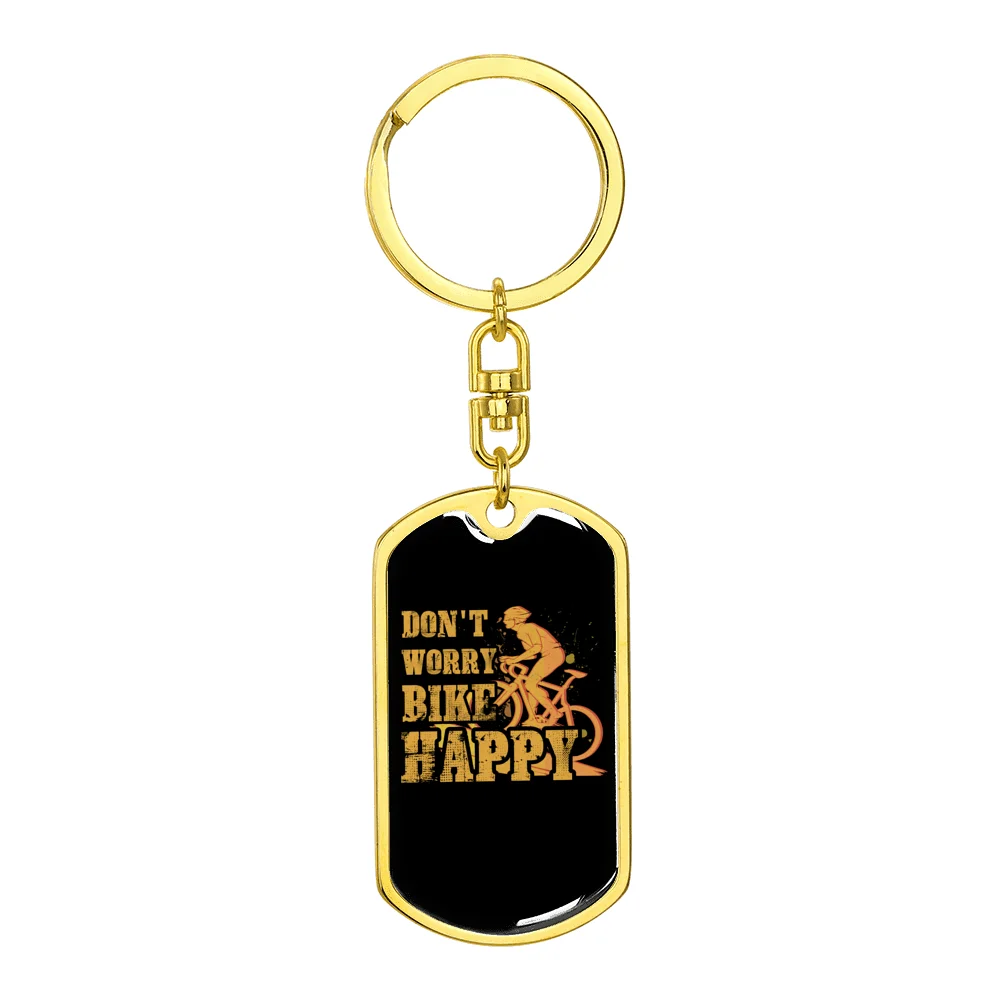 Stainless Steel or 18k Gold Swivel Dog Tag Keychain M746395