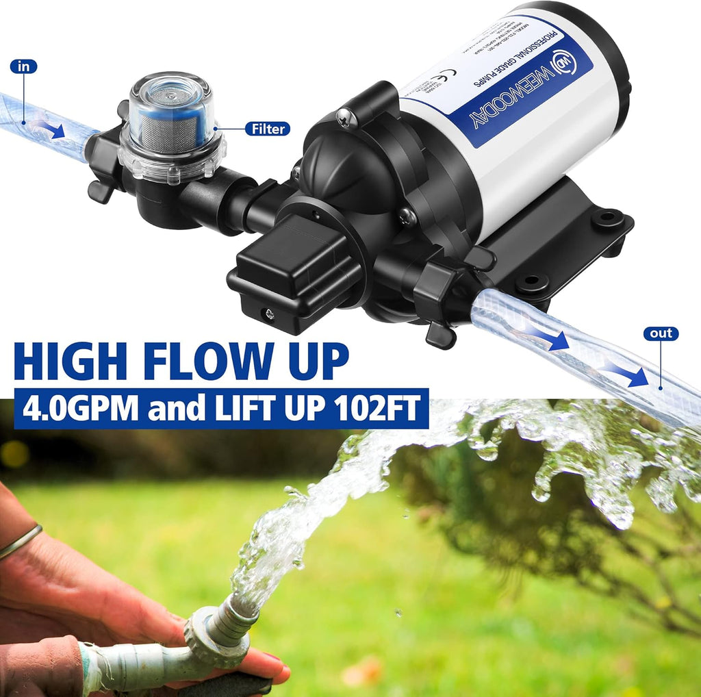 Self Priming Diaphragm Pump 115V 4 Gpm 45 Psi with Power Plug A990304