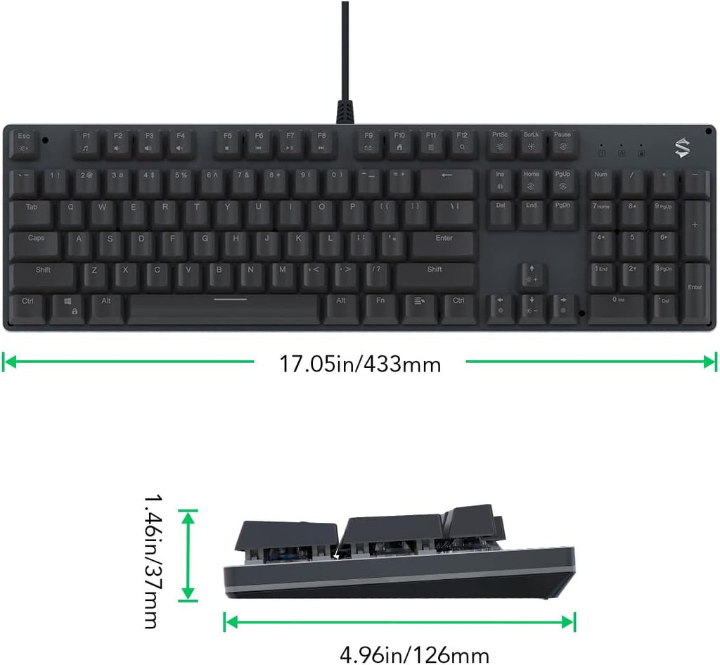 Black Shark RGB Mechanical Gaming Keyboard with Blue Switches, 104 Keys A7414