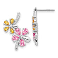 14k White Gold Diamond and Citrine Flower Stud Earrings R383