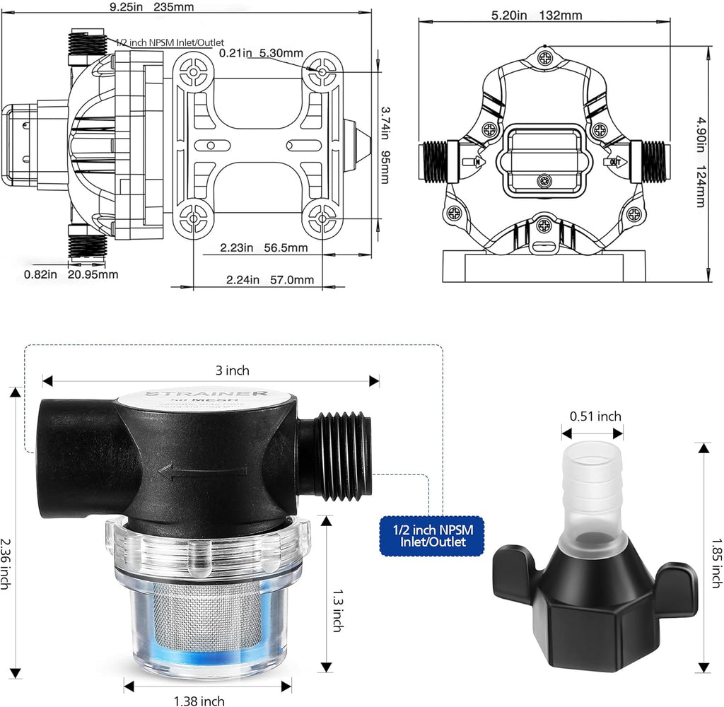 Self Priming Diaphragm Pump 115V 4 Gpm 45 Psi with Power Plug A990304