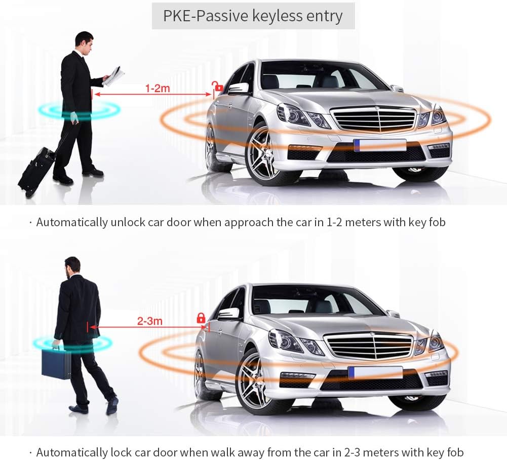 PKE Passive Keyless Entry Car Alarm System Push Start Button Remote Start Starter DC12V I537765