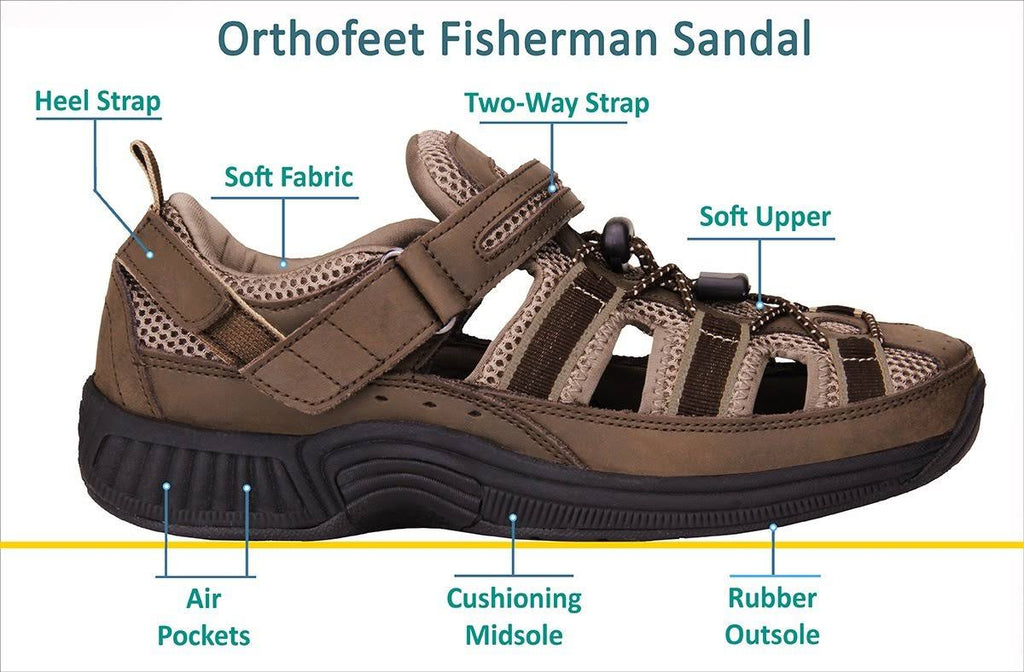 Brown Leather Orthofeet Men&s Shoes C7786