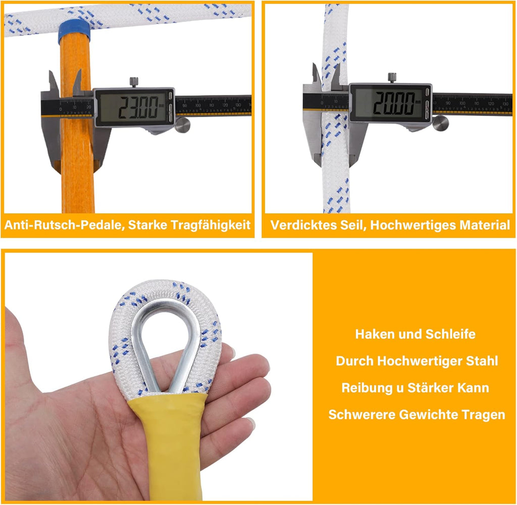 Emergency Fire Escape Ladder Flame Resistant Safety Extension Rope Ladder with 2 Hooks, 2M 6.6FT L340240