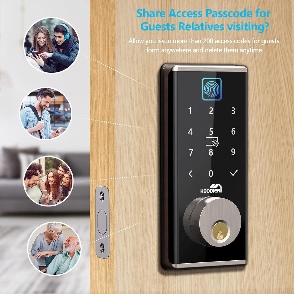 Smart Lock Keyless Entry Deadbolt with Fingerprint, Touchscreen Keypad, Keys, IC Card, APP R664