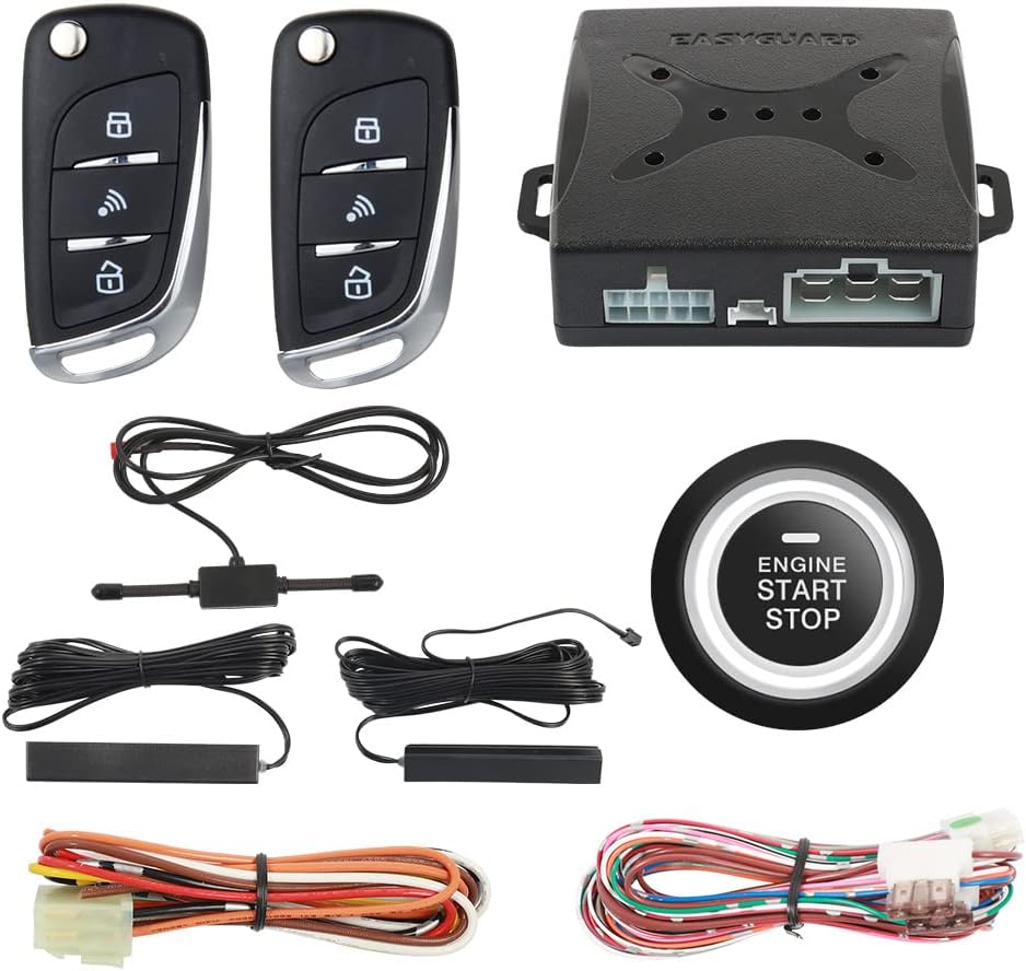 PKE Passive Keyless Entry Car Alarm System Push Start Button Remote Start Starter DC12V I537765