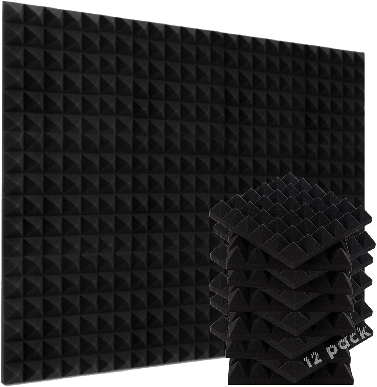 2" X 12" X 12" Soundproofing Foam Panels (24 PACK, Black+Blue) U62735