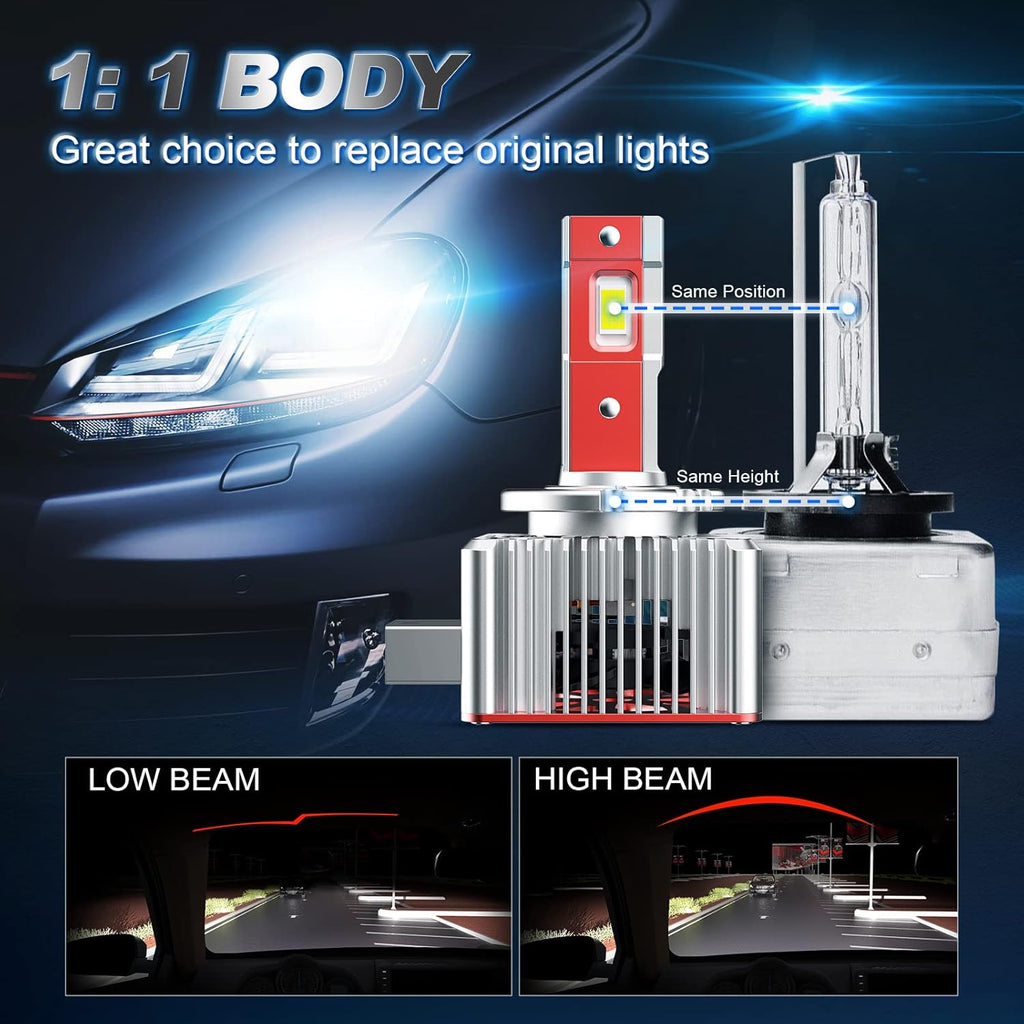 D3S LED Headlight Bulbs 100W 6000K Super White 12000LM Pack of 2 I63802