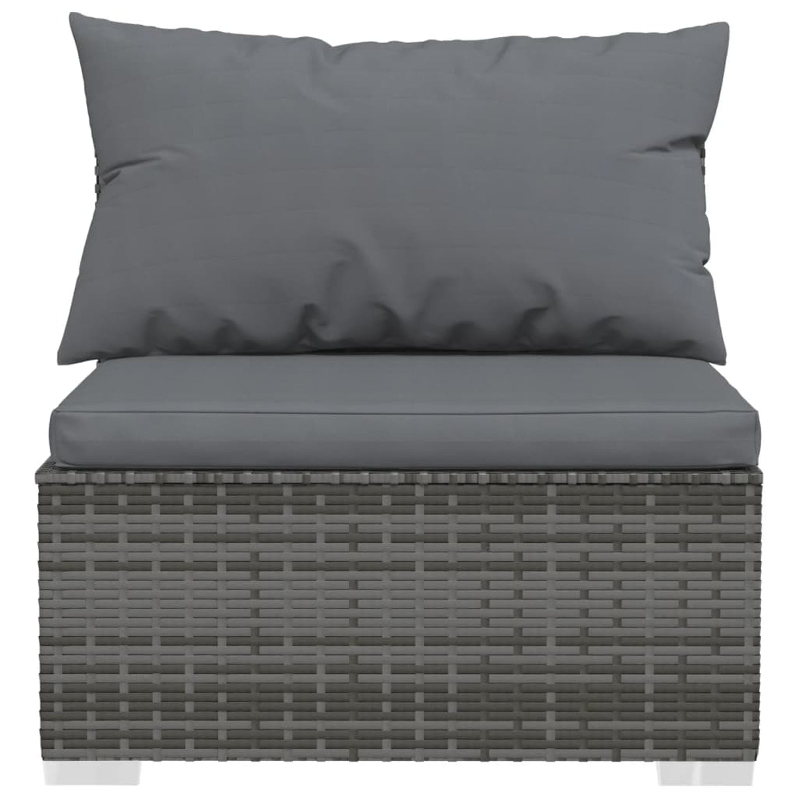 3-Seater Gray Poly Rattan Sofa with Cushions J45535