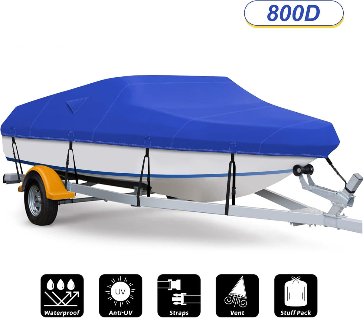 600D Waterproof Heavy Duty Canvas Boat Cover 17-19 ft D6993