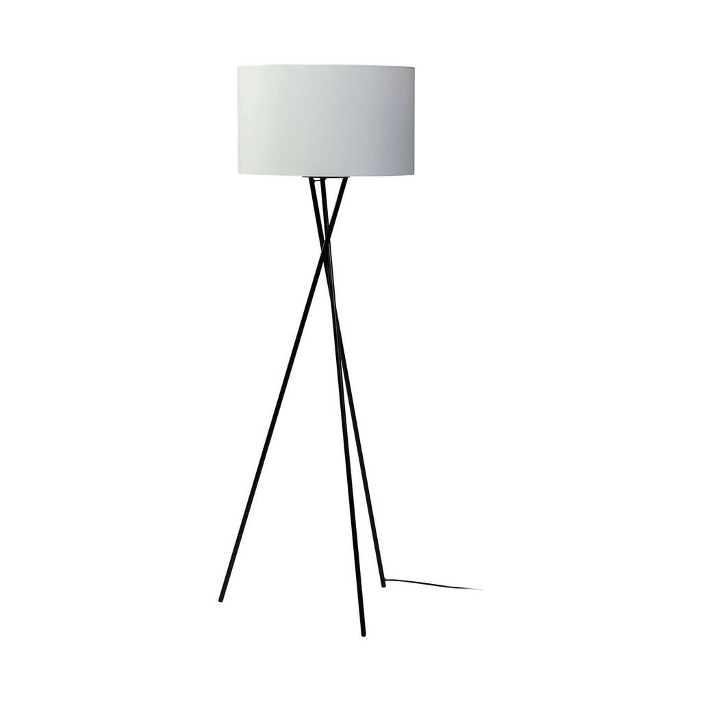 Black Metal White Fabric Shade Floor Lamp Y958686