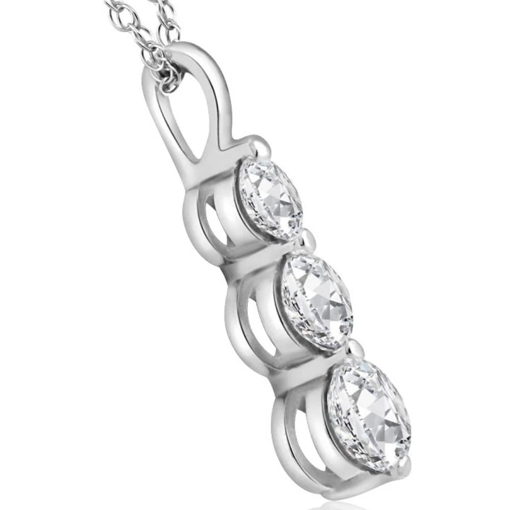 14k White Gold Three Stone Diamond Pendant G806