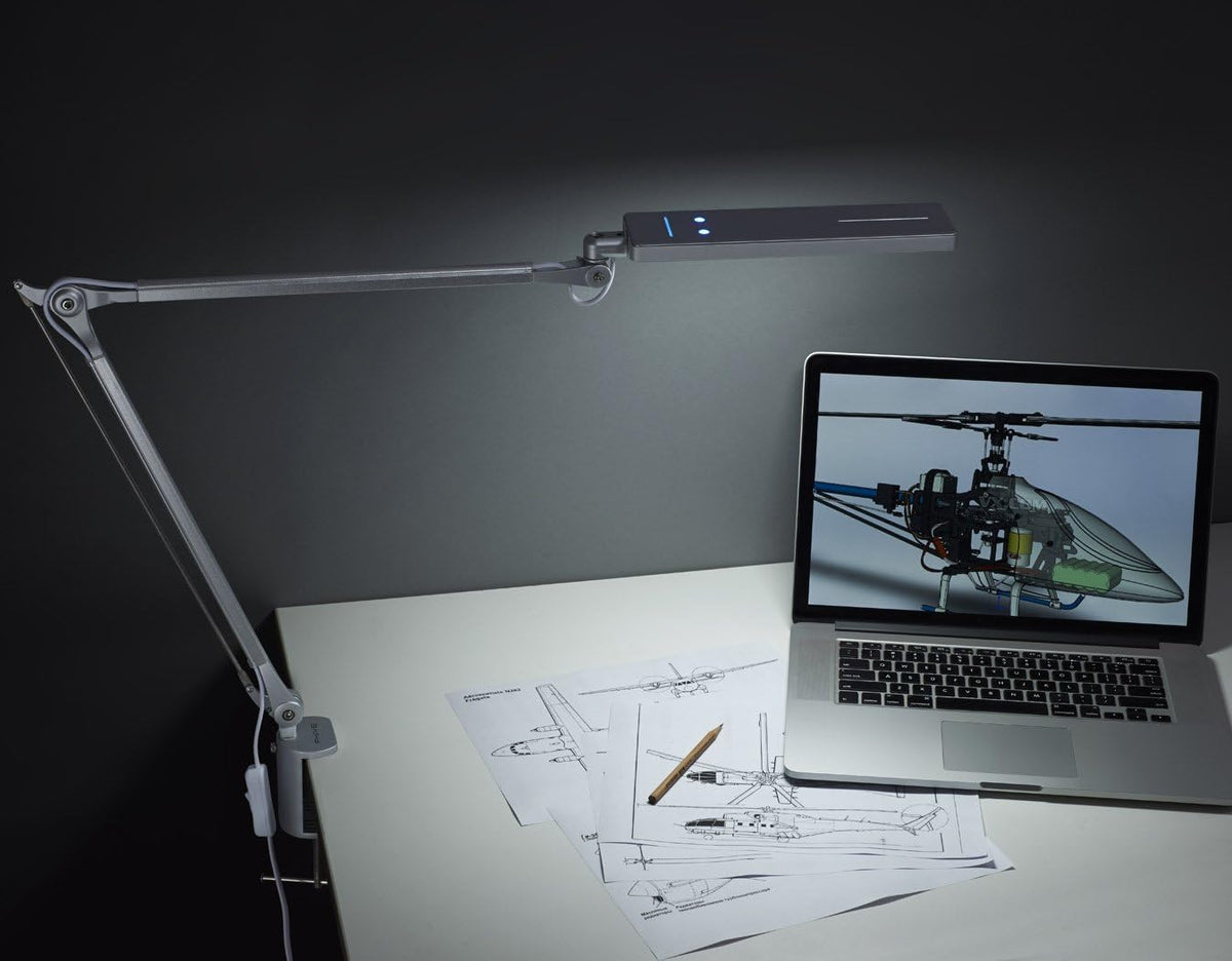 Silver Metal Swing Arm Desk Lamp with Clamp H967755