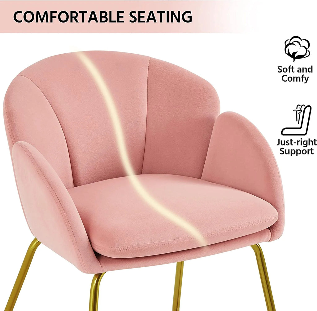 Flower Velvet Barrel Chair with Golden Metal Legs M7616