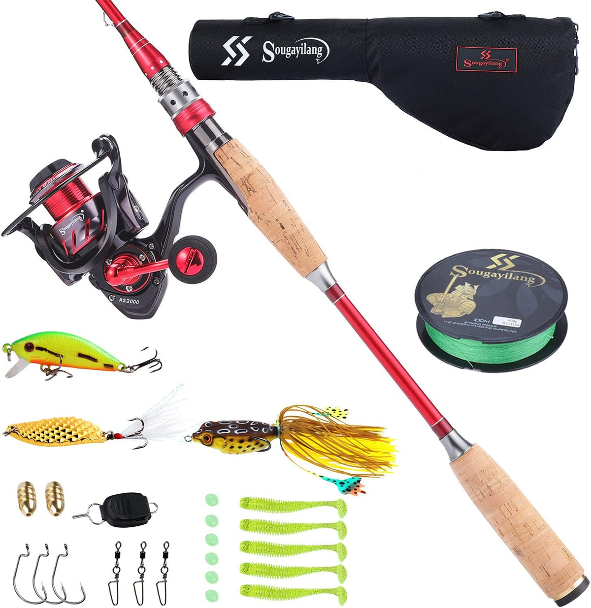 Lightweight Baitcasting Combo Fishing Rod and Reel 4 Pieces J77340