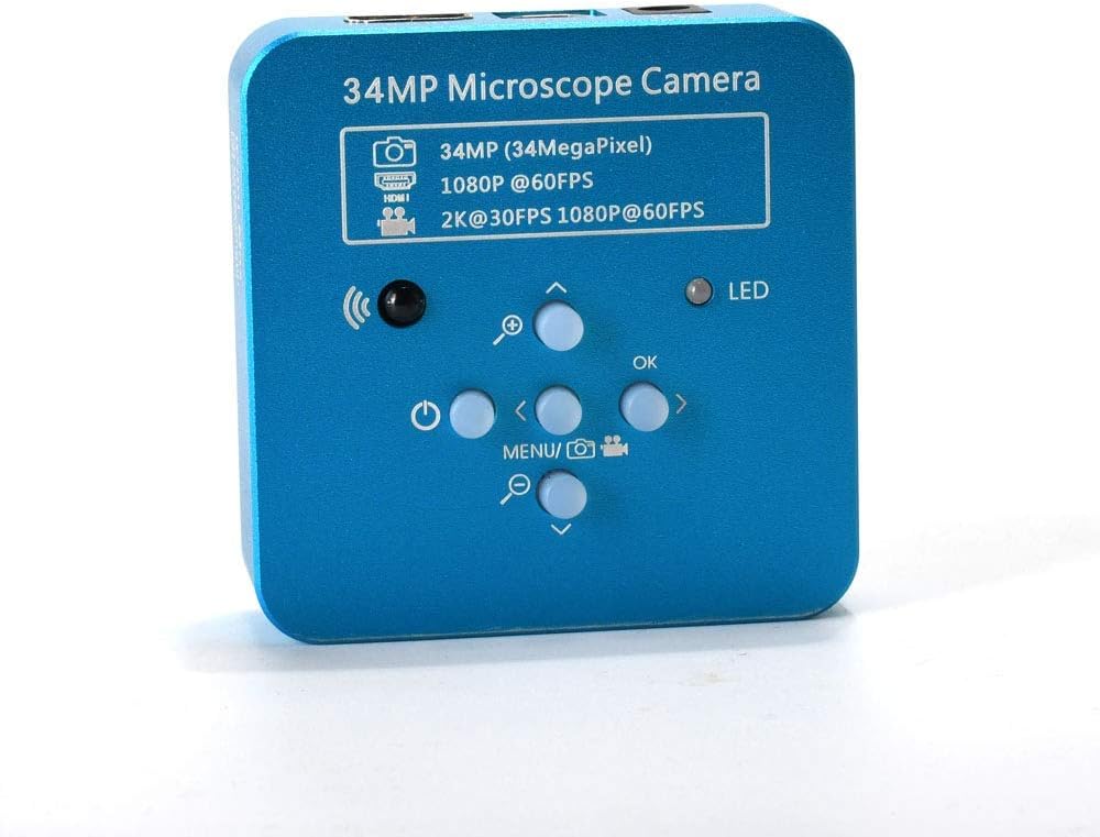 34MP 2K 1080P 60FPS Full HD HDMI USB Digital Video Microscope Camera with 150X Zoom C-Mount Lens and Adjustable Illumination R99425