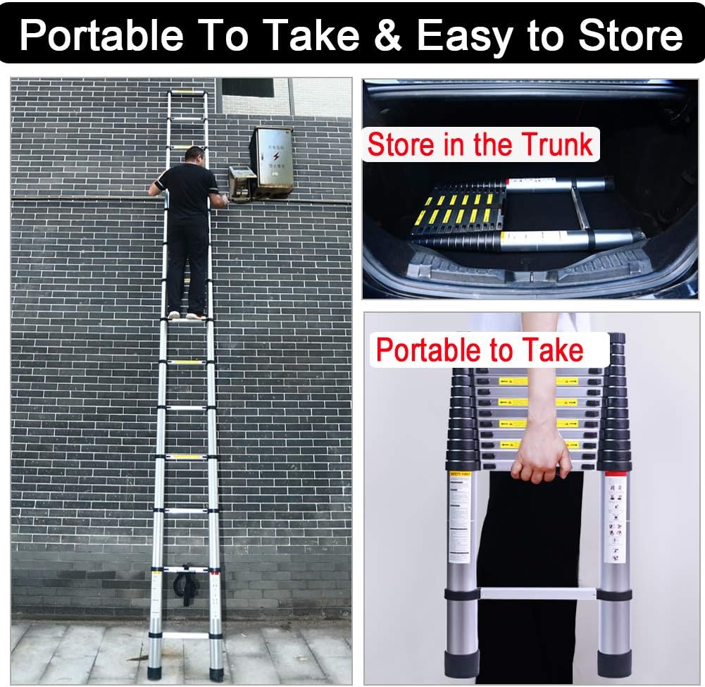 19.7FT Telescopic Extension Ladder, 330LB Capacity N251