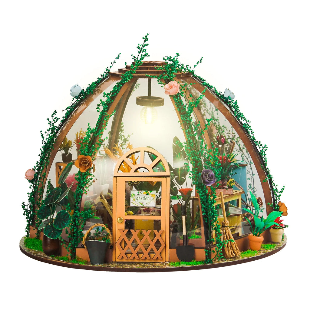 DIY Miniature Dollhouse Kit Wooden Flower Green House F8667