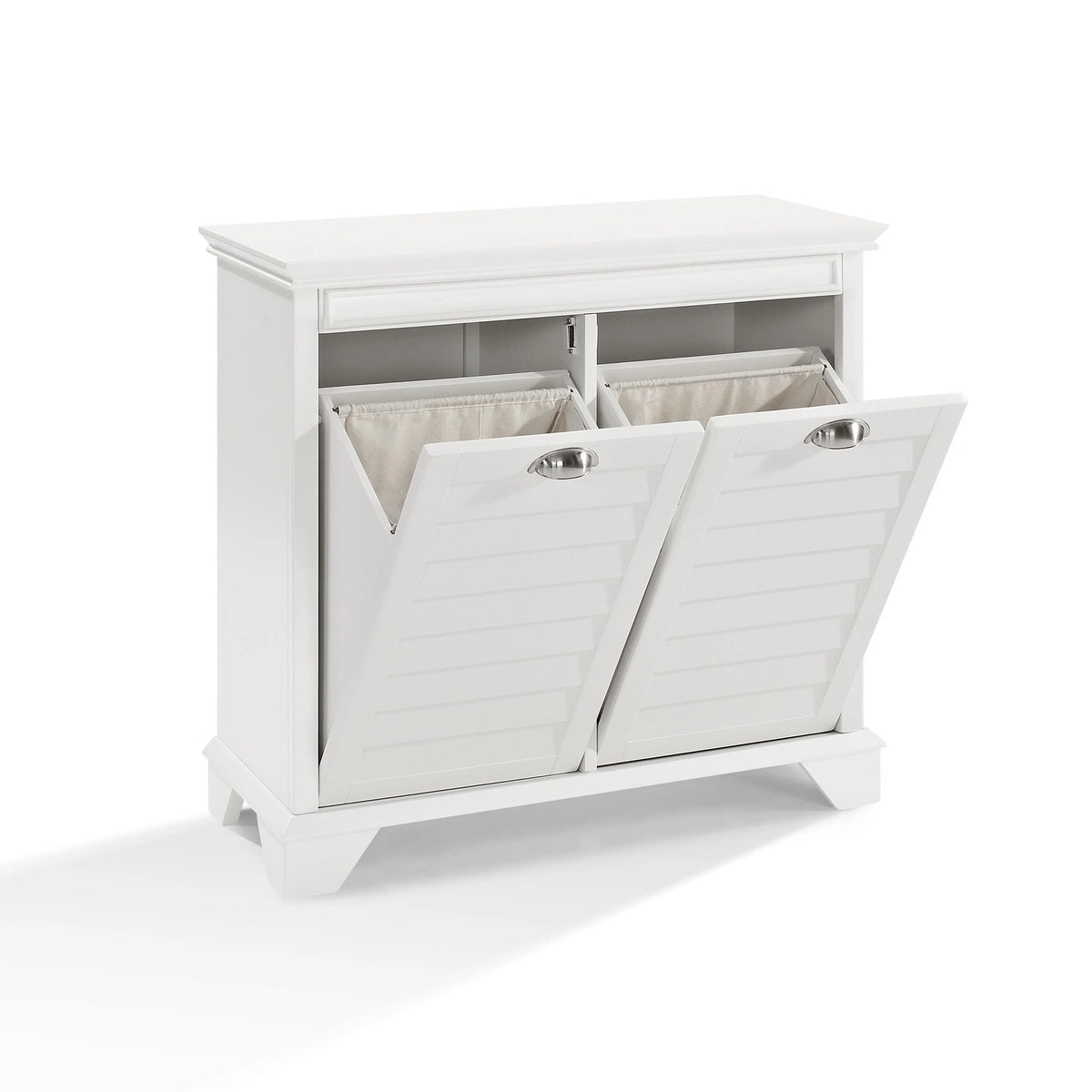White/Chrome MDF Wood Laundry Hamper N3536