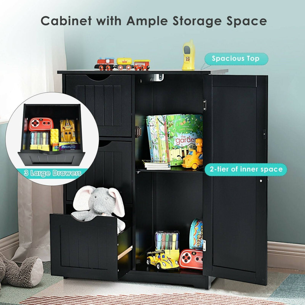 Grey Bathroom Floor Cabinet with 3 Drawers and 1 Cupboard T61830
