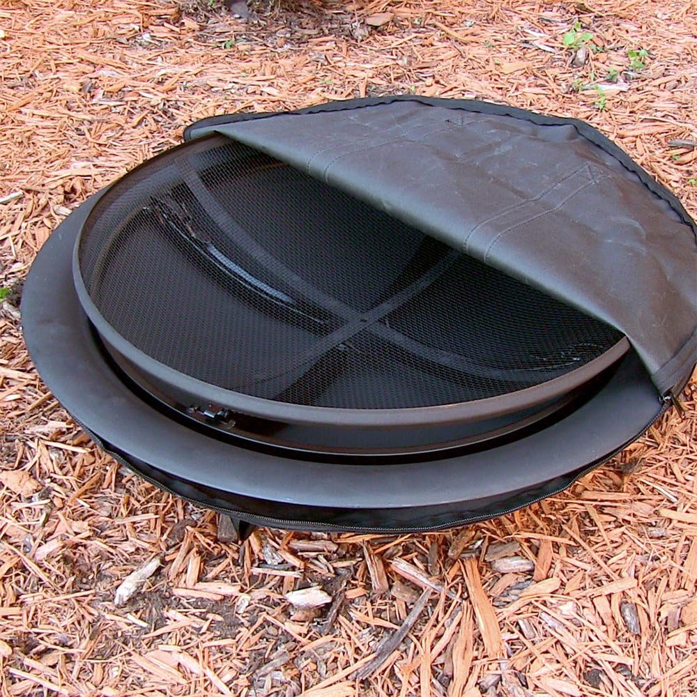 29 Inch Round Wood Burning Fire Pit Bowl with Spark Screen and Folding Stand D241