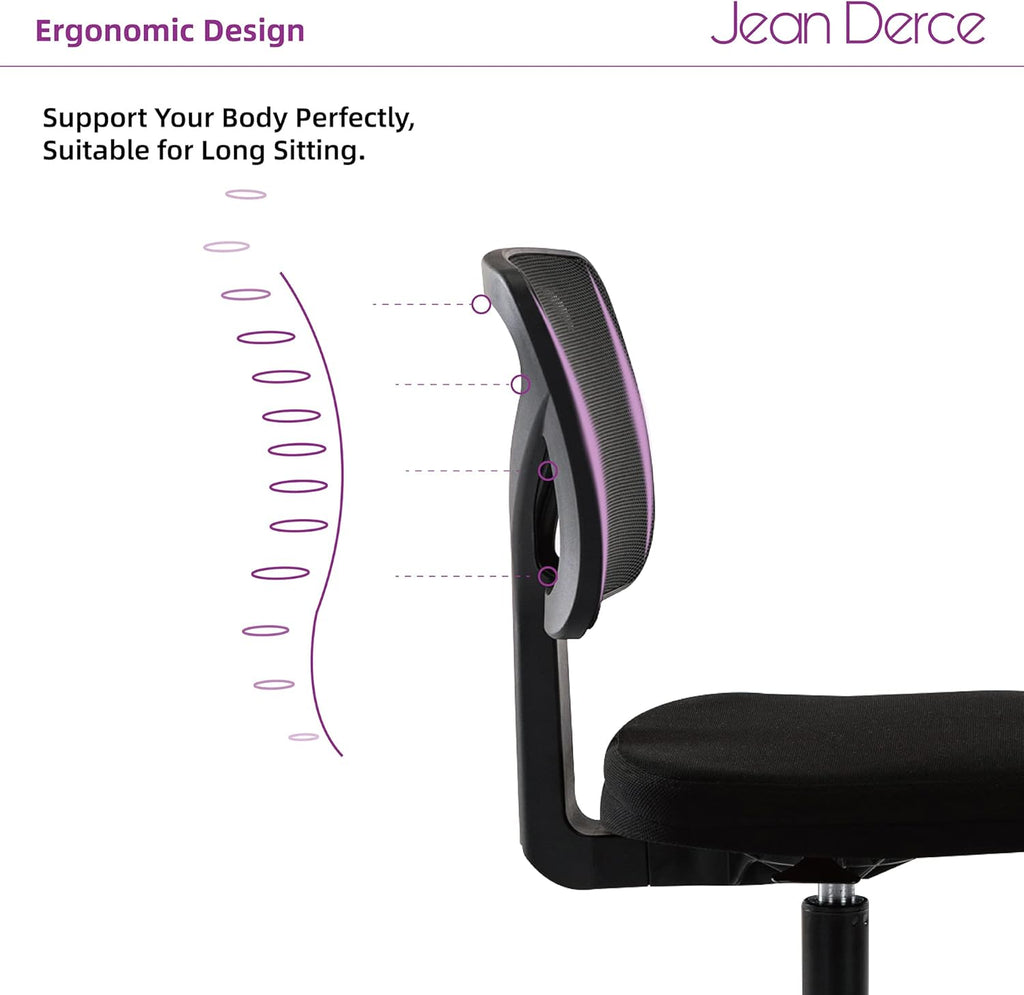 Black Armless Mesh Office Desk Chair with Swivel Casters Y44267