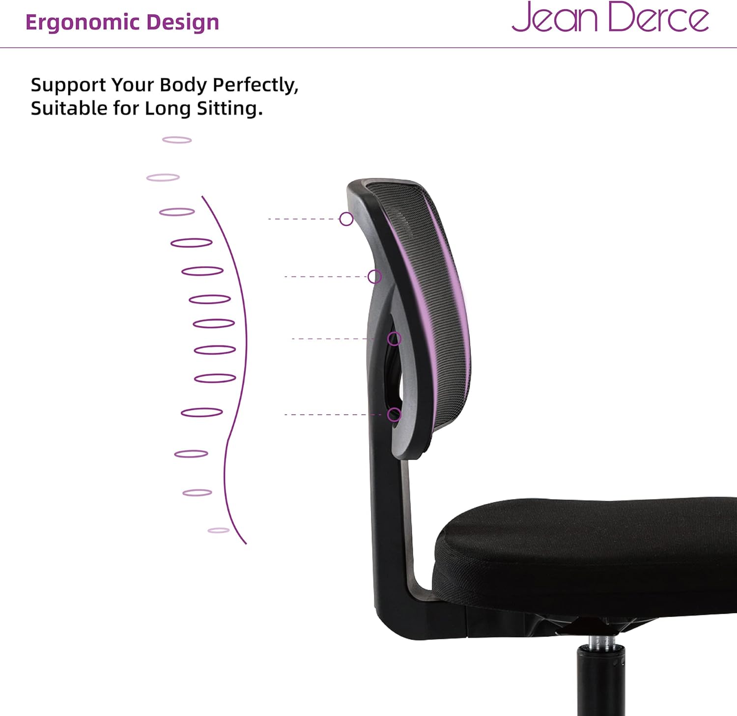Black Armless Mesh Office Desk Chair with Swivel Casters Y44267