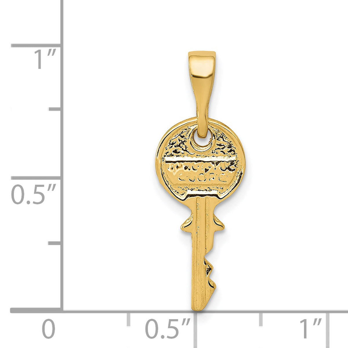 14K Yellow Gold Polished Key Pendant Charm With 10K Yellow Gold Rope Chain Necklace 16'' R948829