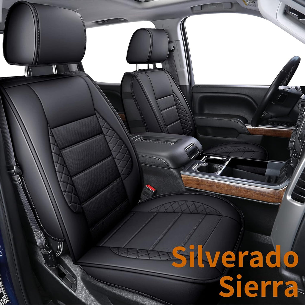 Black 2 pcs Faux Leather Seat Covers with Center Console Cover J86650