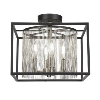 Matte Black Semi Flush Mount Light S916