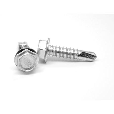 1/4-14 x 4 Self Drilling Screw Hex Washer Head Low Carbon Steel Zinc Plated Pk 500 T102802