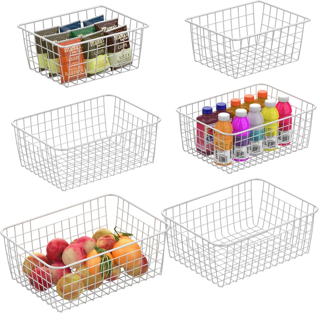 Black Metal Wire Storage Basket 6 Pack (2 Small, 2 Medium, 2 Large) D82730