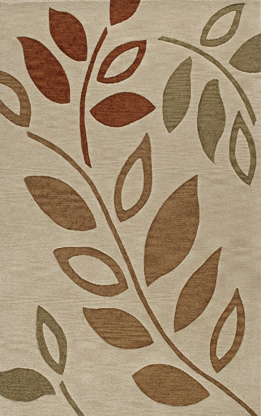 Brown Leaves Branches 9' x 12' Rectangle Area Rug P9823