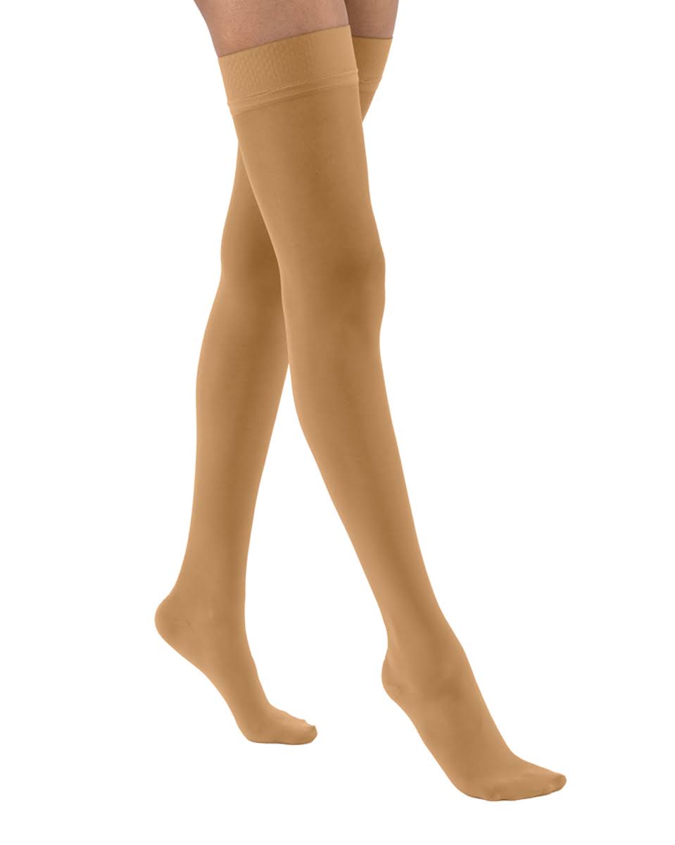 30-40 mmHg Small Suntan Thigh High Silicone Dot Band D512086