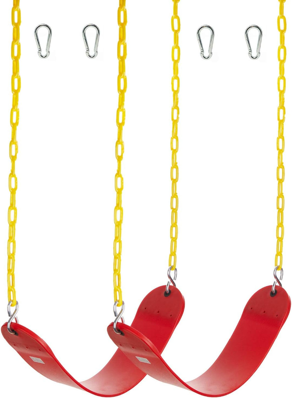 Red Pack of 2 Heavy Duty Swing Seat Replacement with Plastic Coated Chain and Carabiners F738751