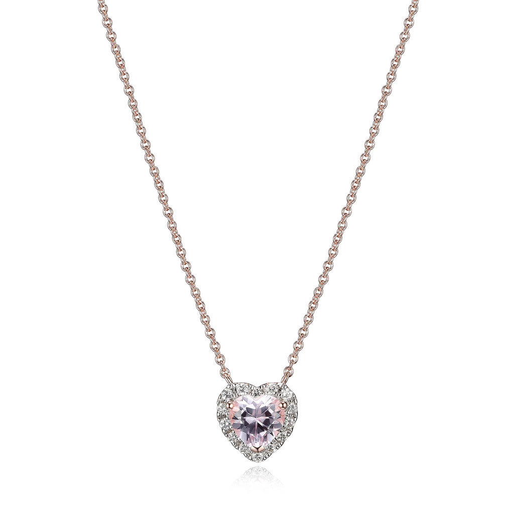 Lab Grown Diamond and Created Pink Sapphire Sterling Silver Necklace U18372