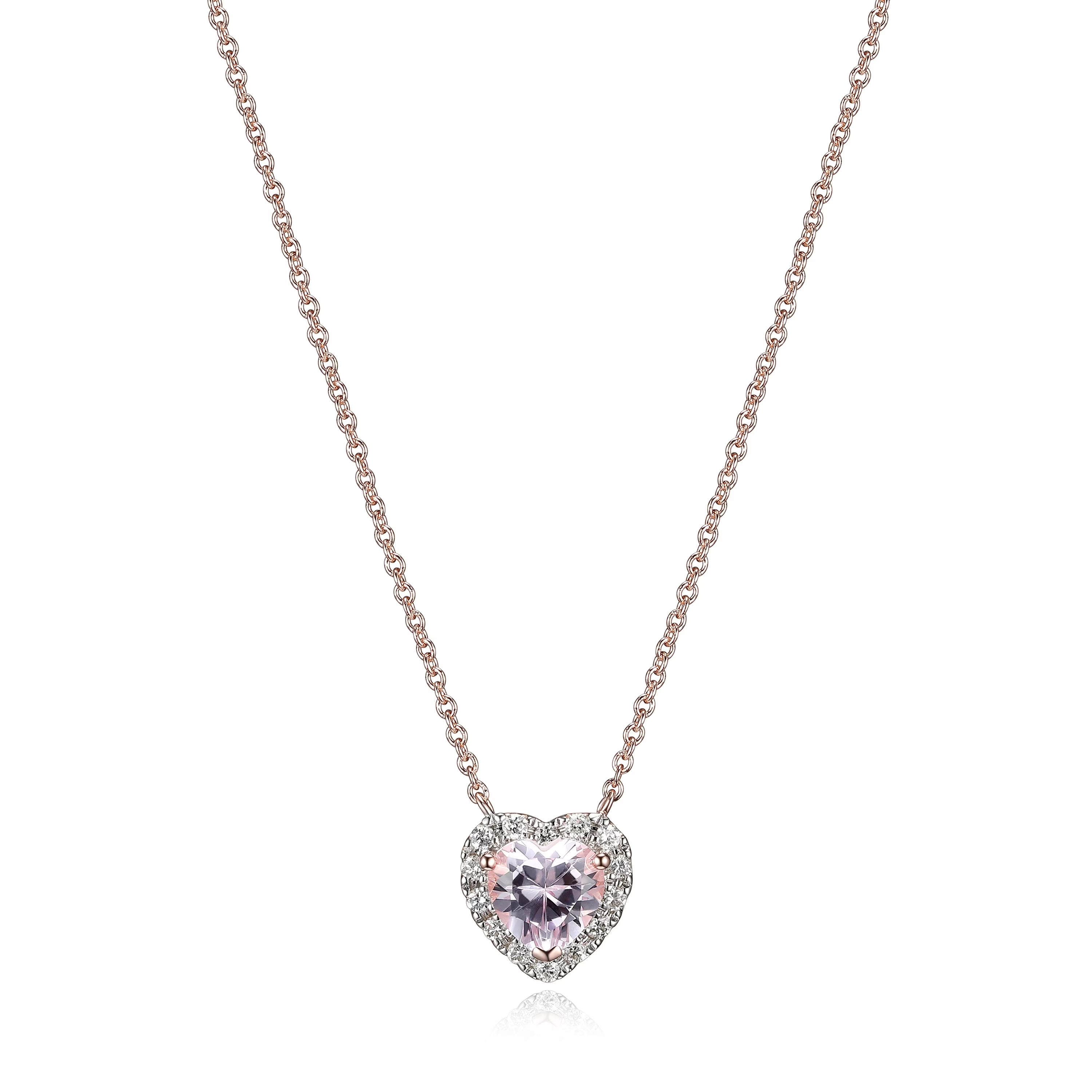 Lab Grown Diamond and Created Pink Sapphire Sterling Silver Necklace U18372