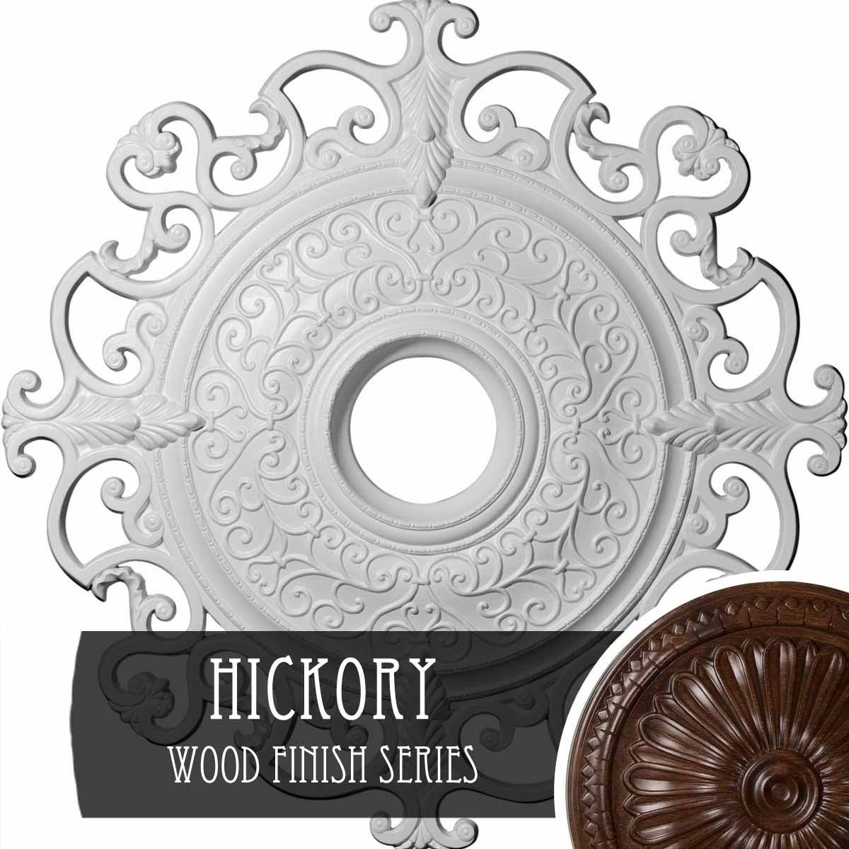 38 3/8x22OD x 6 5/8x22ID x 2 7/8x22P Hand-Painted Hickory Ceiling Medallion O7421