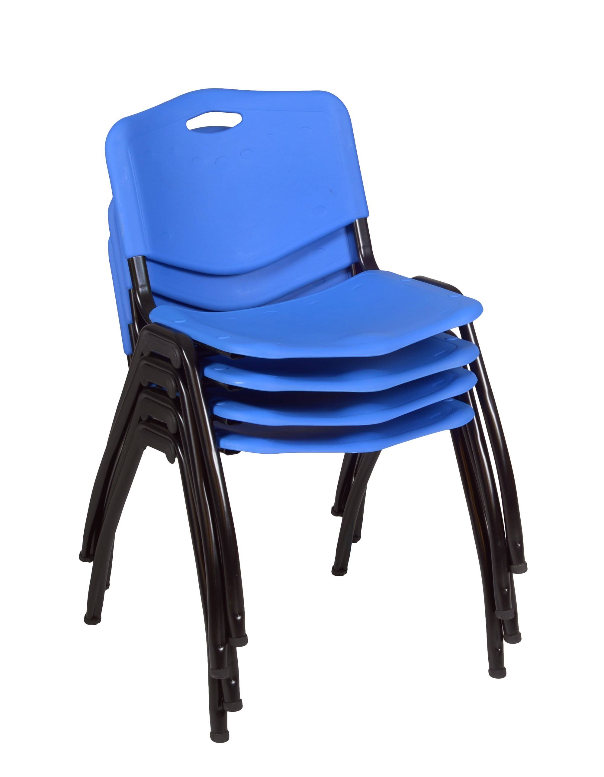 Grey Square Breakroom Table & 4 Blue Stack Chairs O656