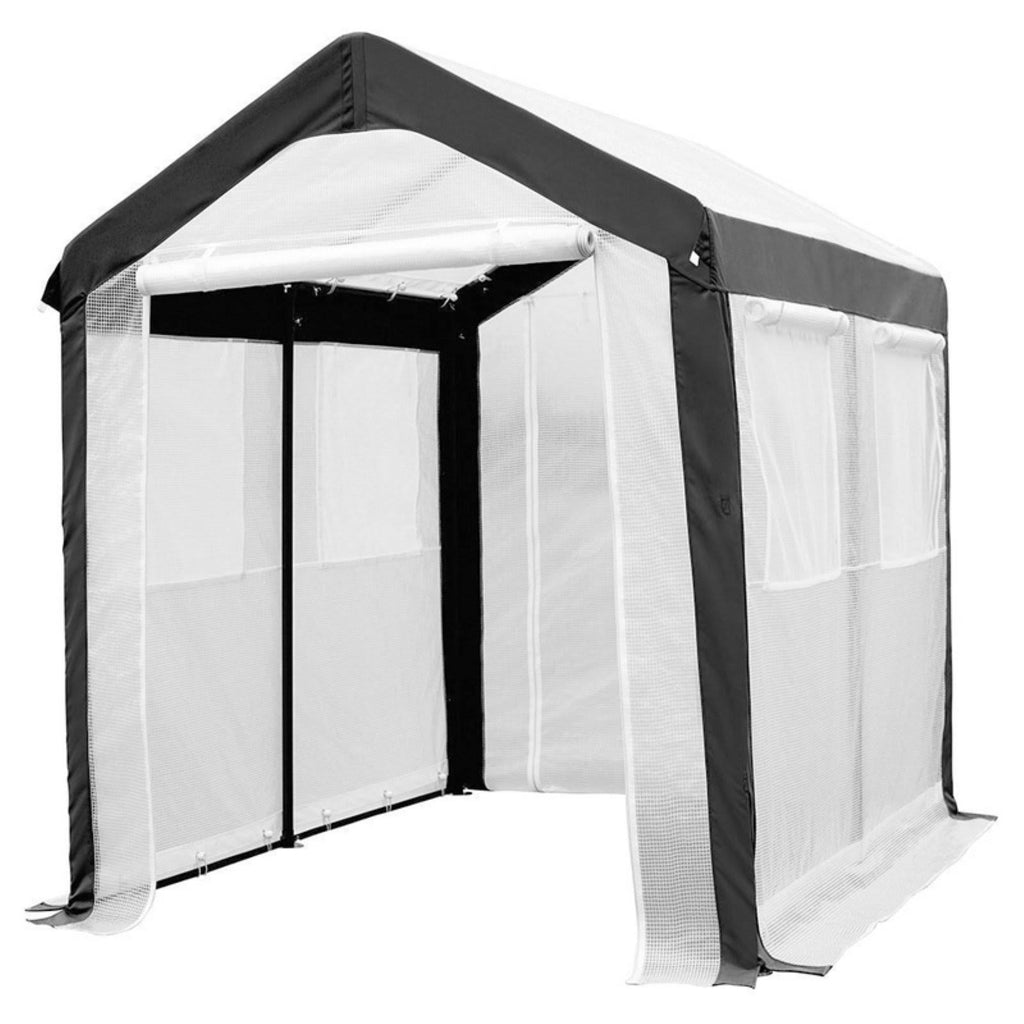 White 6 x 8 ft Walk in Greenhouse with Windows J364401