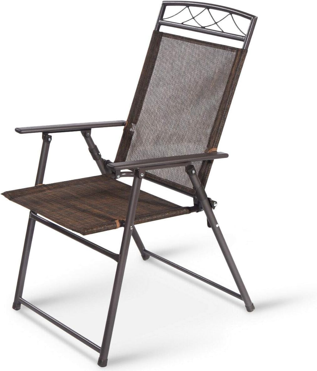 Set of 4 Patio Folding Sling Chairs Steel A1880