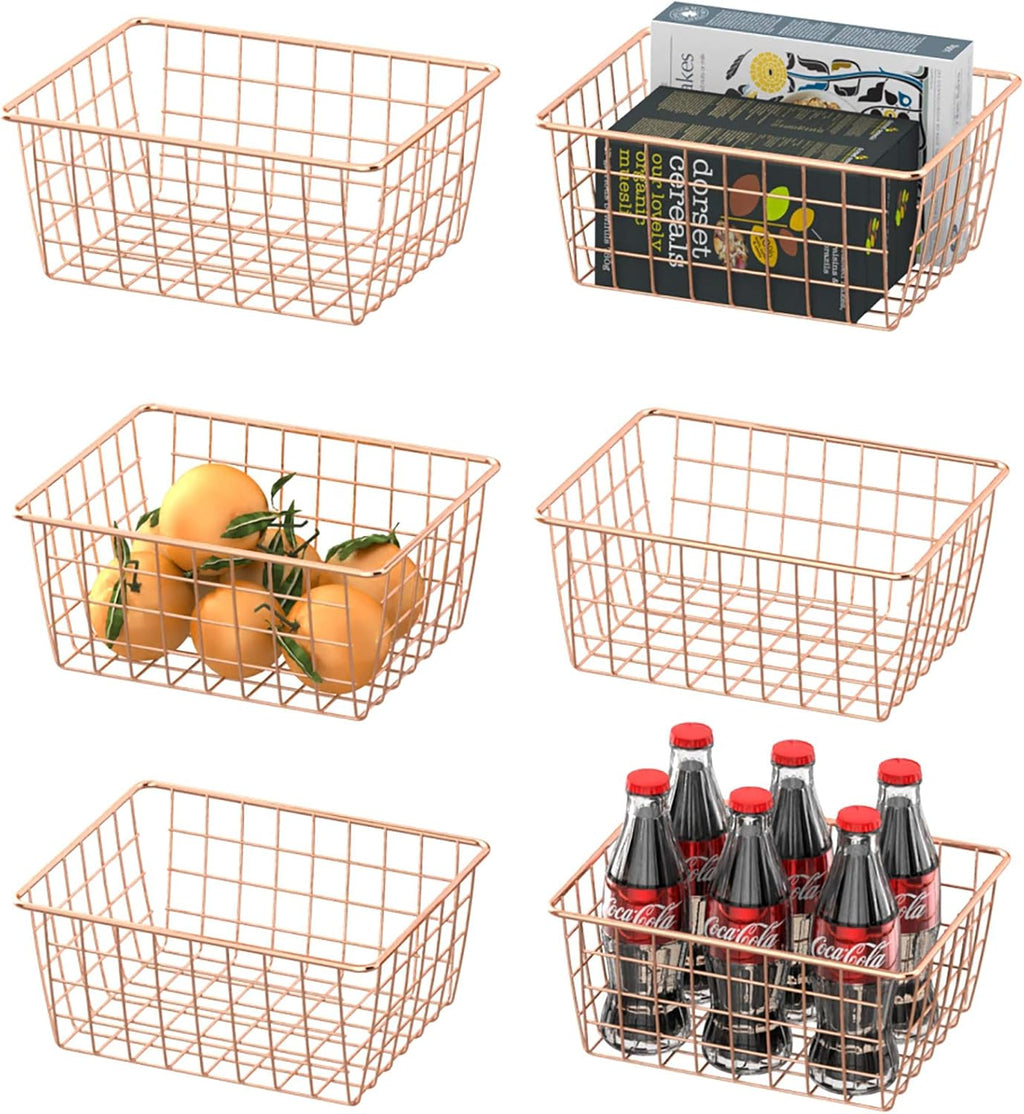 Black Metal Wire Storage Basket 6 Pack (2 Small, 2 Medium, 2 Large) D82730