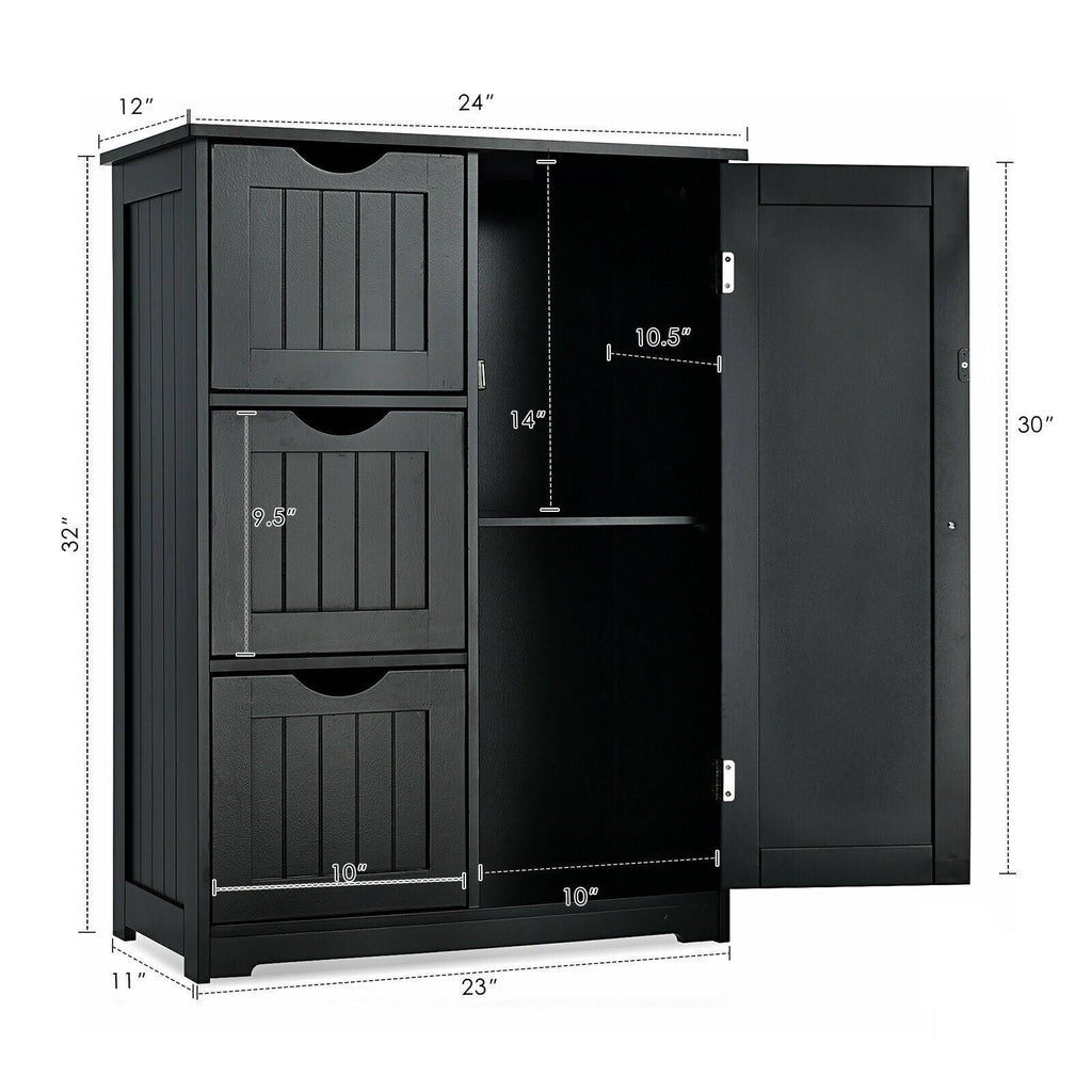 Grey Bathroom Floor Cabinet with 3 Drawers and 1 Cupboard T61830